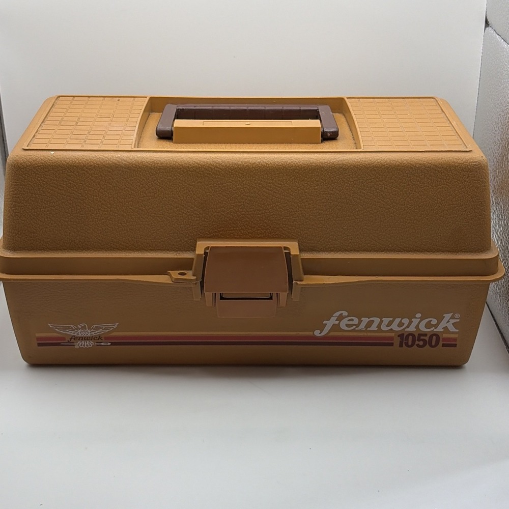 Fenwick 1050 Vintage 1980s Burnt Orange Fishing Tackle Box 2-Tray Dadcore Retro